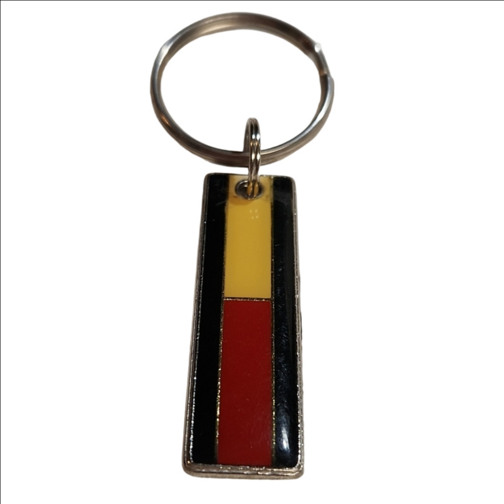 Tommy Hilfiger Red and Yellow Rectangular Keychain